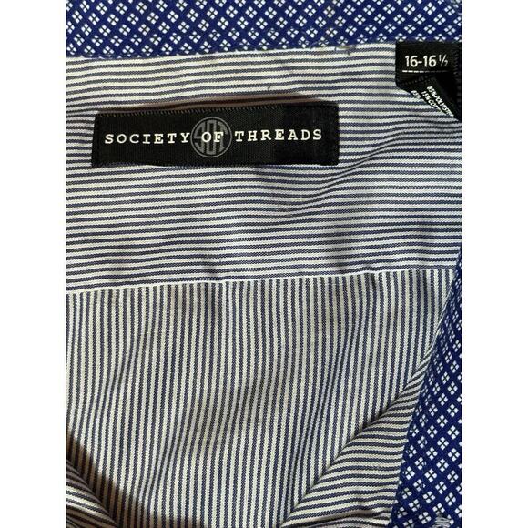 Society Of Threads Mens Size Large Blue Pinstripe 16-16.5 Long Sleeve Button Up - Picture 3 of 7